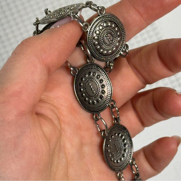 Silver Tone Medallion Belt Metal Link Statement Floral Clasp main image 6